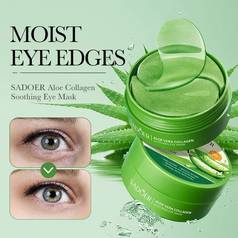 60 Pieces of Aloe Vera Collagen Eye Mask Moisturizing  Firming , Bright and Transparent Eye Mask Patches, Suitable for All Skin
