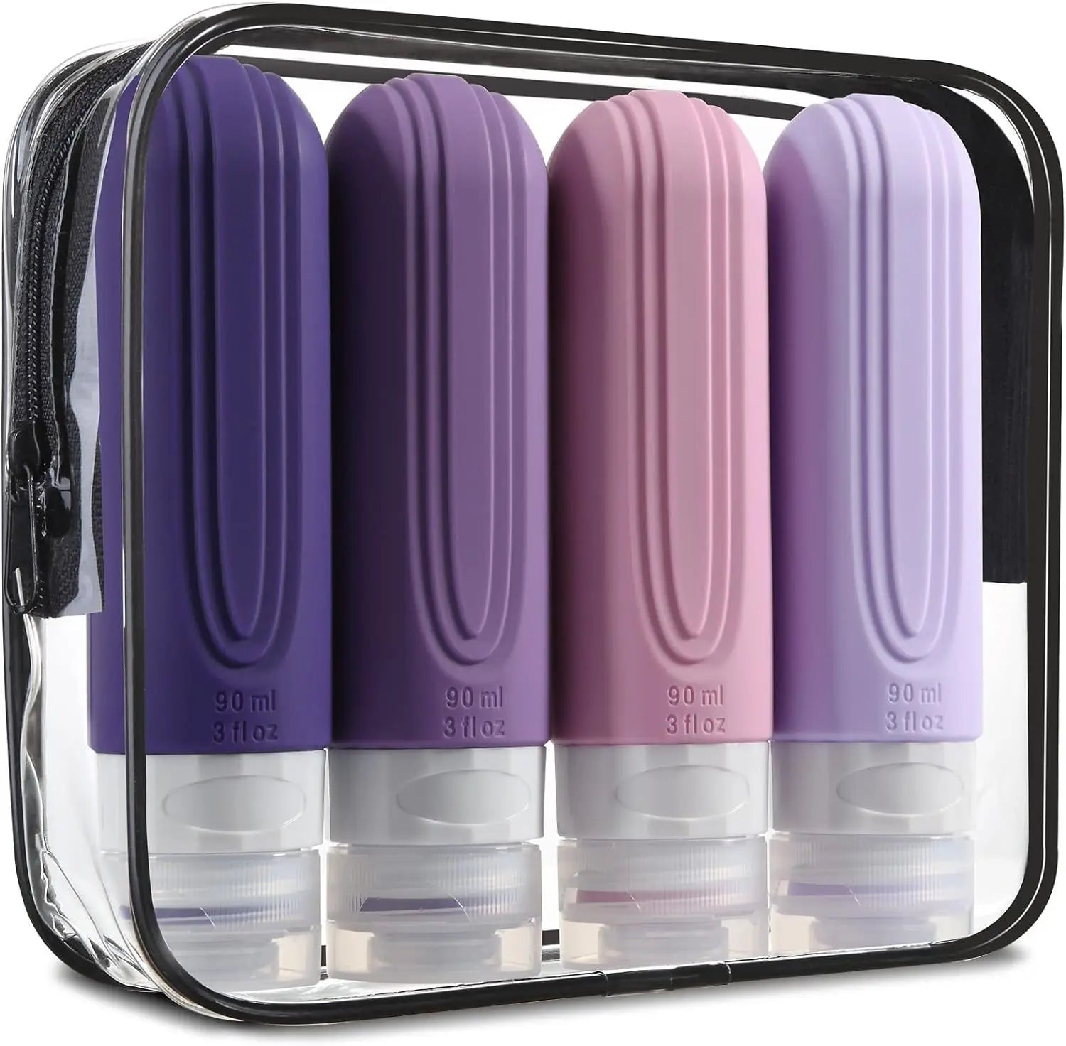 90ml/Set Silicone Travel Multicolour Cosmetic Bottles Empty Container Leakproof Refillable Bottle For Shampoo Conditioner Lotion