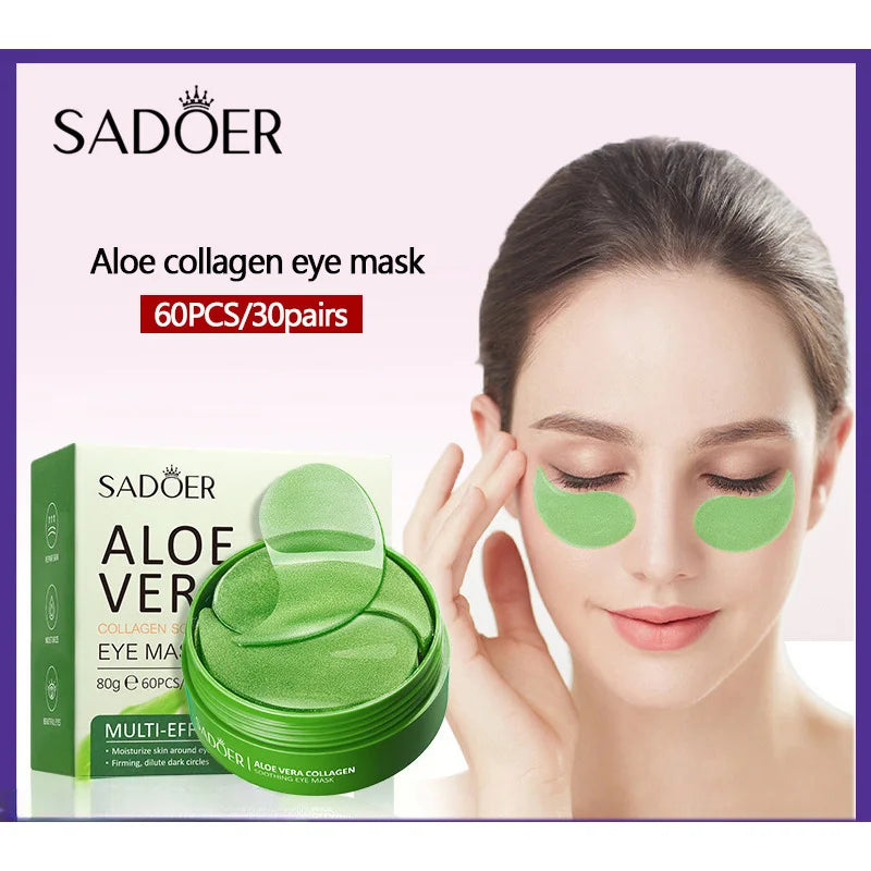 60 Pieces of Aloe Vera Collagen Eye Mask Moisturizing  Firming , Bright and Transparent Eye Mask Patches, Suitable for All Skin