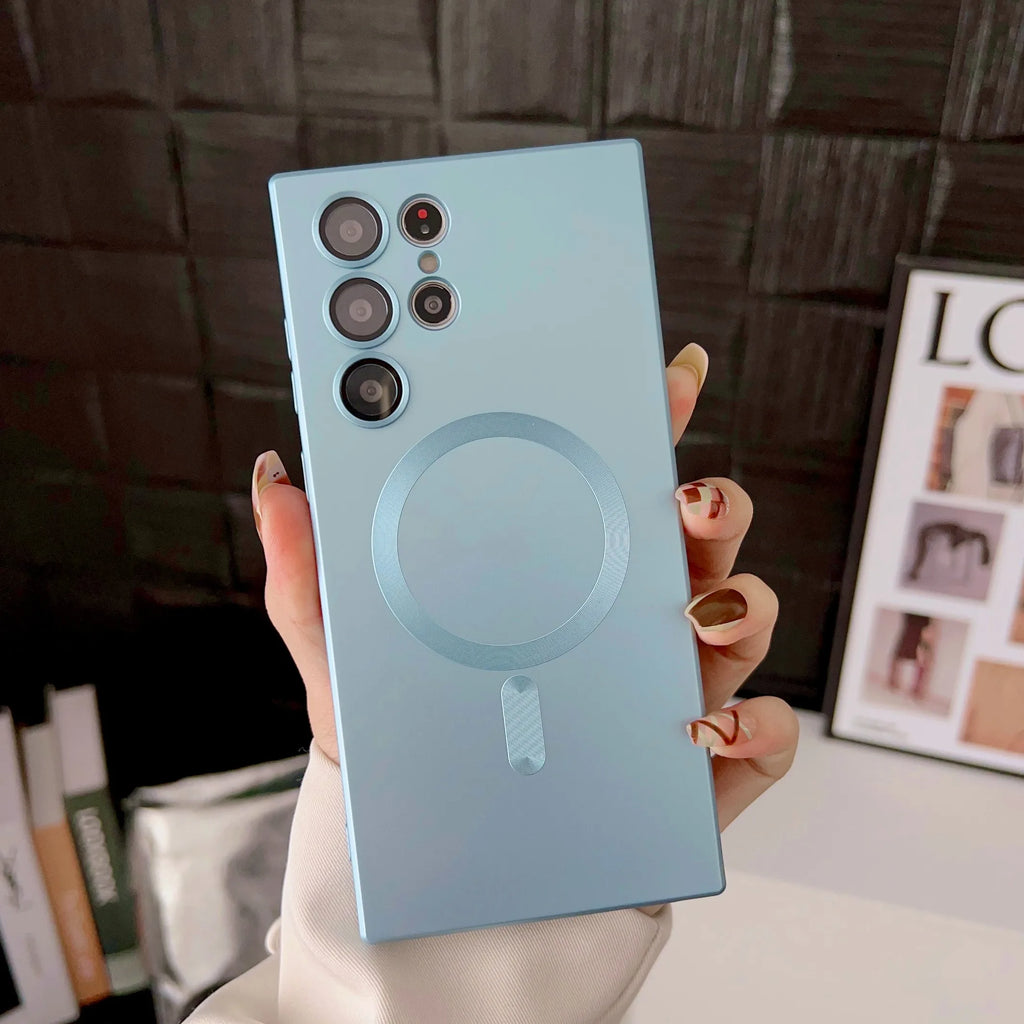 Luxury Magnetic Wireless Charging Case For Samsung Galaxy S26 S25 S24 S23 S 26 25 Ultra Plus Cases Shockproof Soft Phone Cover