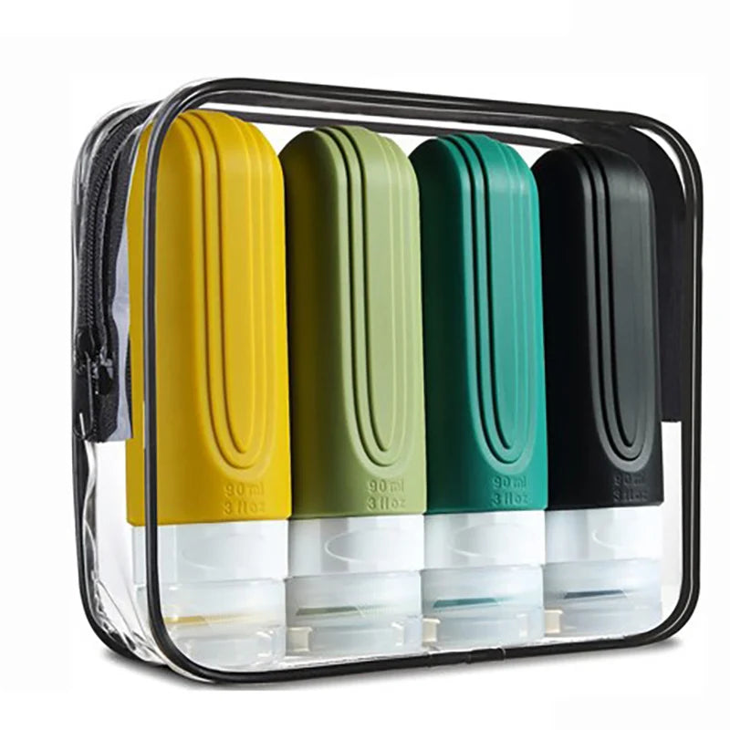 90ml/Set Silicone Travel Multicolour Cosmetic Bottles Empty Container Leakproof Refillable Bottle For Shampoo Conditioner Lotion
