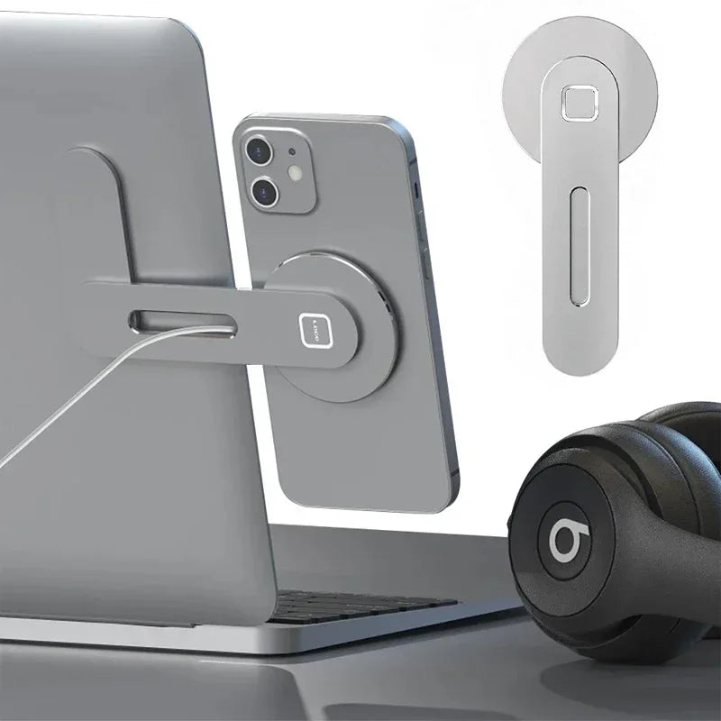 2026 Magnetic Laptop Phone Holder Computer Monitor Side Cell Phone Slim& Foldable For iPhone 14 13 12 Series Case and All Phone