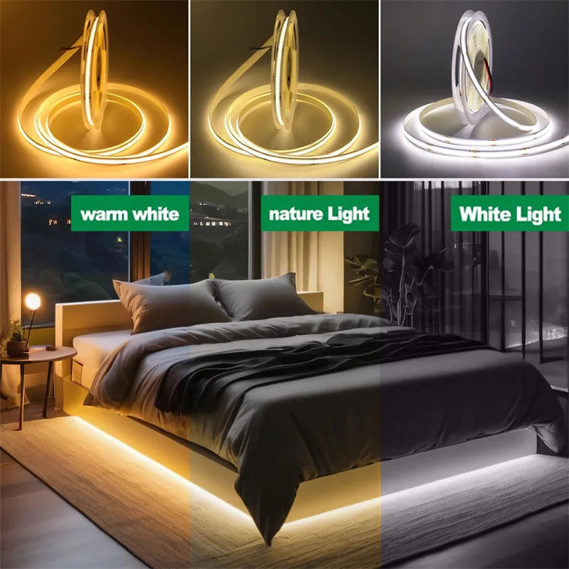 8MM COB Led Strip 5V With Motion Sensor Flexible LED Tape Battery Powered 320LEDs/M Induction Night Light For Stair Kitchen