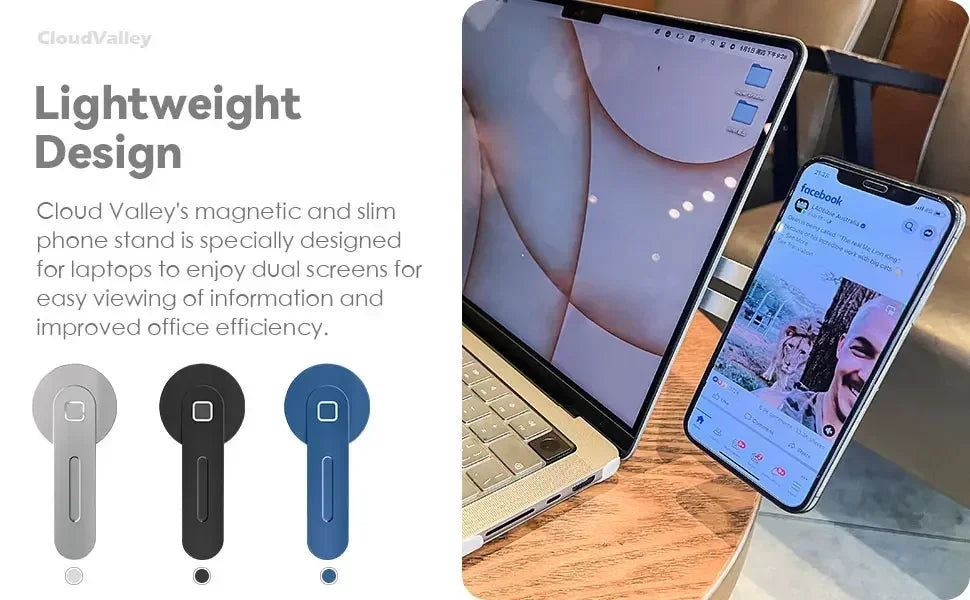 2026 Magnetic Laptop Phone Holder Computer Monitor Side Cell Phone Slim& Foldable For iPhone 14 13 12 Series Case and All Phone