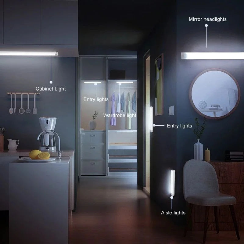 Motion Sensor Lamp Night Light Wireless LED USB Rechargeable Lamp Cabinet Light For Kitchen Bedroom Wardrobe Staircase Lighting