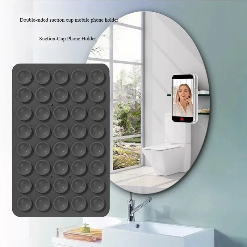 24 Silicone Suction Cups, Black Minimalist Sticker, Anti Slip Phone Case, Portable And Movable Phone Holder, Square Portable