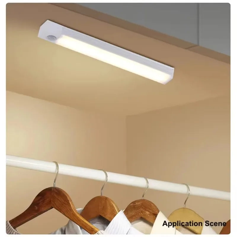 USB Rechargeable Wireless LED Bar Light with Motion Sensor Magnetic Night Light for Kitchen Portable Cordless Cabinet Lamp