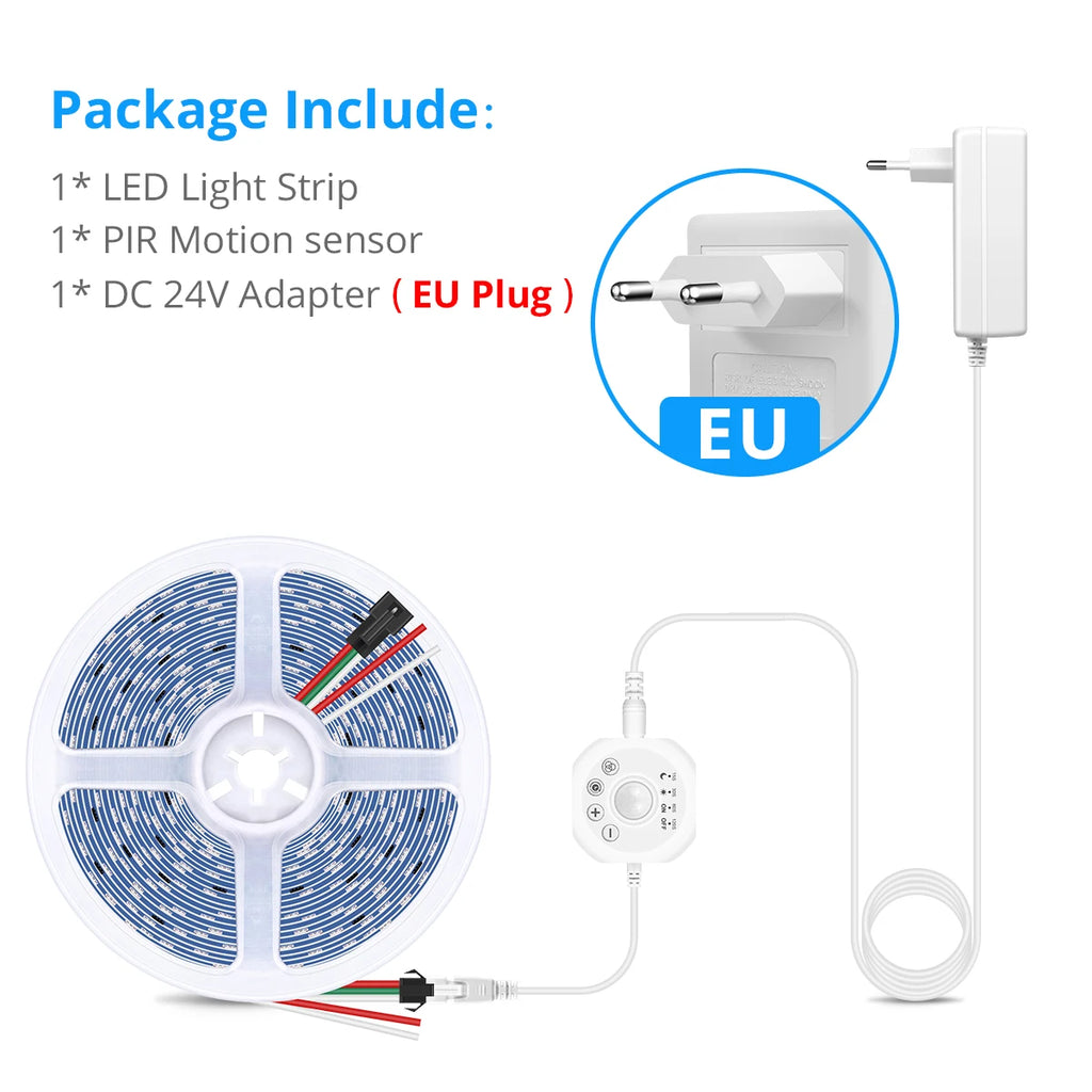 24V LED Strip Motion Sensor Lamp WS2811 Horse Race Chasing LED Light Strip Flowing Water Lighting Tape Room Decor 5M 10M