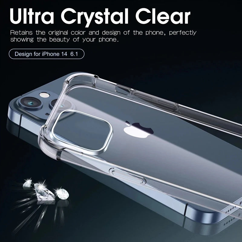 Clearance_Shockproof Clear Phone Case For iPhone 15 14 11 13 12 Pro Max 7 8 Plus X XR XS Soft Silicone Protection Transparent Ac