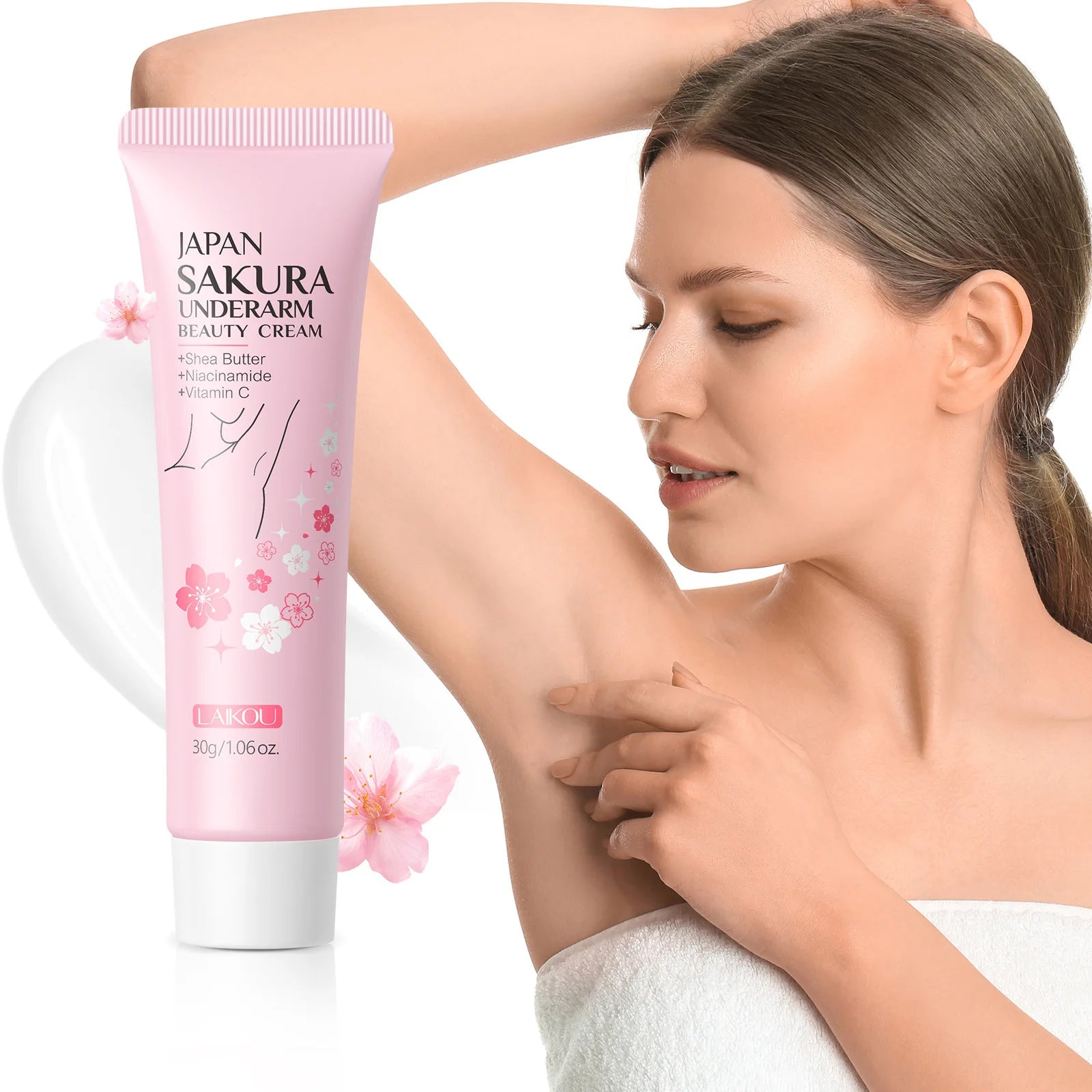 Laikou Sakura Underarm Cream Knee Buttocks Dark Skin  Improve Melanin Pigmentation Korean Skin Care Product 30g