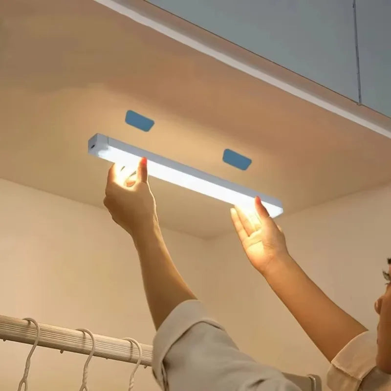 USB Rechargeable Wireless LED Bar Light with Motion Sensor Magnetic Night Light for Kitchen Portable Cordless Cabinet Lamp