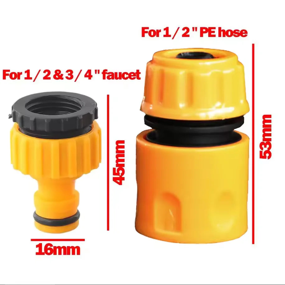 3/4 & 1/2 Inch Graden Hose Water Tap Threaded Connector Faucet Adapter 2pcs Hose Faucet Quick Connector For Garden Irrigation