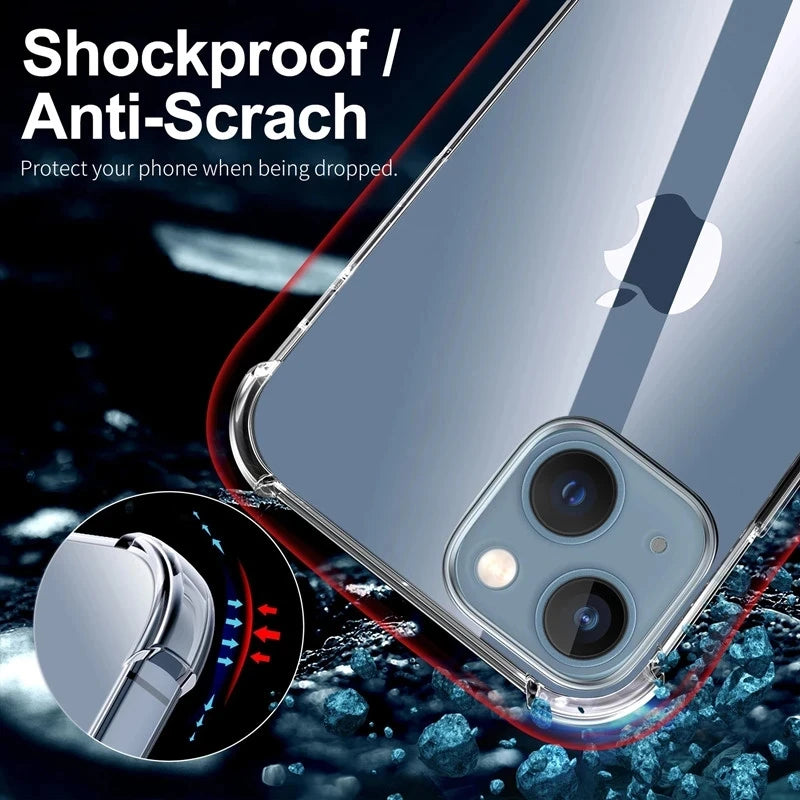 Clearance_Shockproof Clear Phone Case For iPhone 15 14 11 13 12 Pro Max 7 8 Plus X XR XS Soft Silicone Protection Transparent Ac