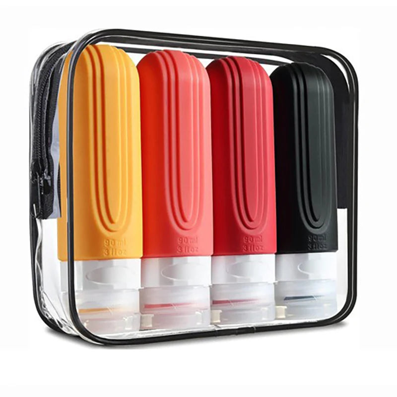 90ml/Set Silicone Travel Multicolour Cosmetic Bottles Empty Container Leakproof Refillable Bottle For Shampoo Conditioner Lotion