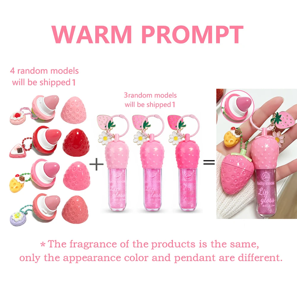 4-Color Random Shiping 1 Strawberry Lip Gloss Lipstick Moisturizing Winter Antifreeze Anti Crack Moisturizing Lasting Lip Balm
