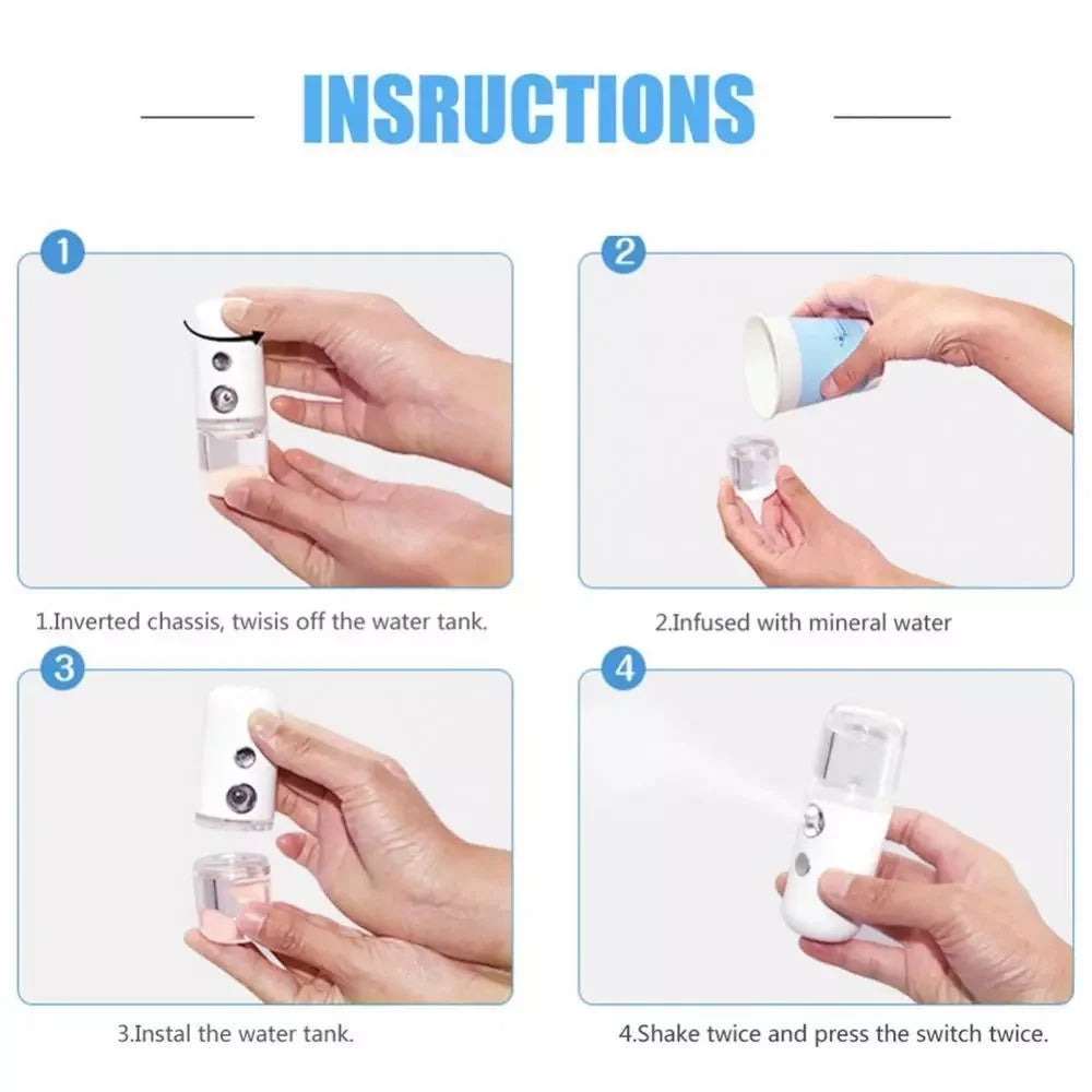 Nano Facial Mister Sprayer Portable Face Nano Mister for Eyelash USB Handy Skin Care Machine for Face Hydrating, Daily Makeup