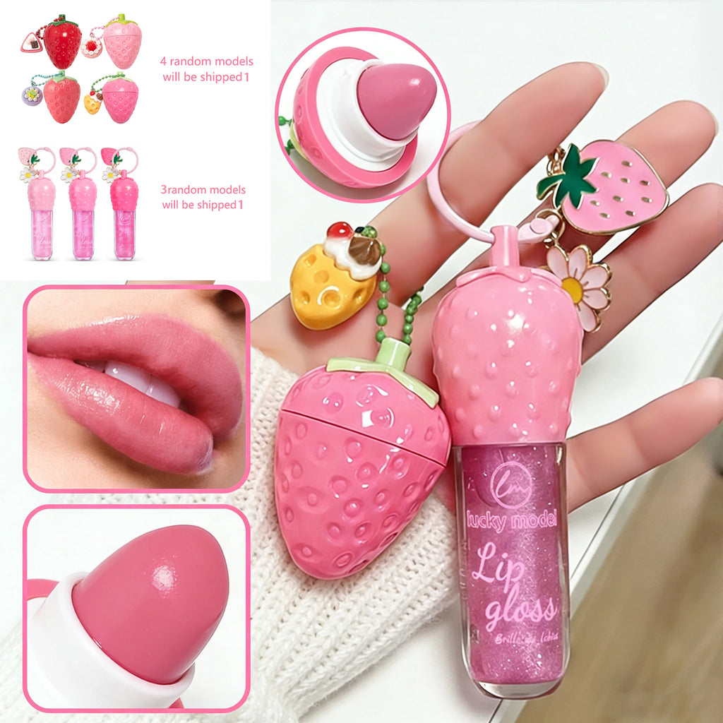 4-Color Random Shiping 1 Strawberry Lip Gloss Lipstick Moisturizing Winter Antifreeze Anti Crack Moisturizing Lasting Lip Balm