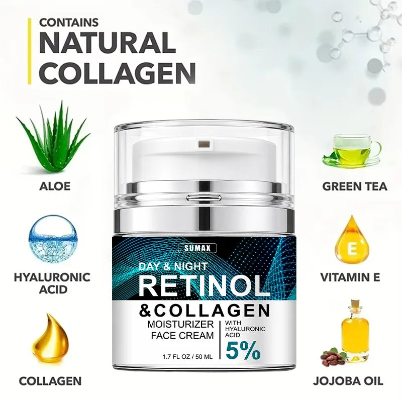 50ML Retinol Face Cream Moisturizing Firming Brightening Skincare Collagen Hyaluronic Acid Creams Facial Skin Care Products