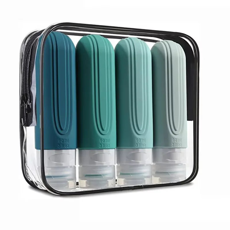 90ml/Set Silicone Travel Multicolour Cosmetic Bottles Empty Container Leakproof Refillable Bottle For Shampoo Conditioner Lotion