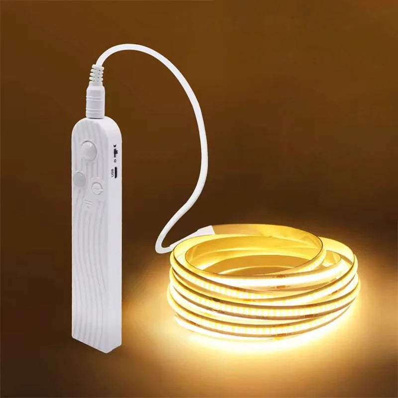 8MM COB Led Strip 5V With Motion Sensor Flexible LED Tape Battery Powered 320LEDs/M Induction Night Light For Stair Kitchen