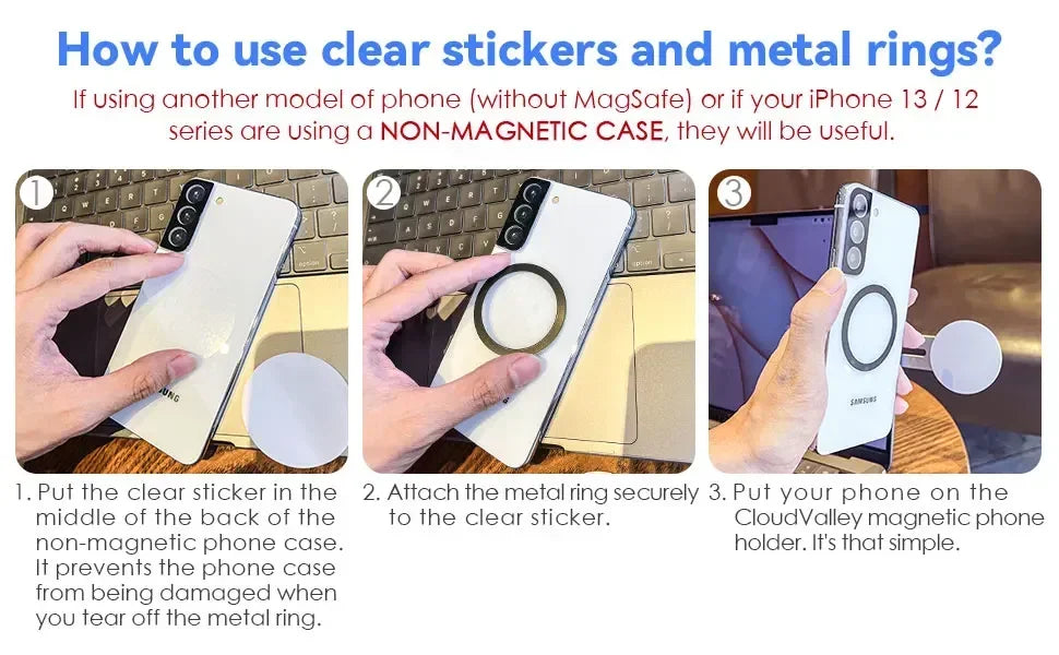 2026 Magnetic Laptop Phone Holder Computer Monitor Side Cell Phone Slim& Foldable For iPhone 14 13 12 Series Case and All Phone