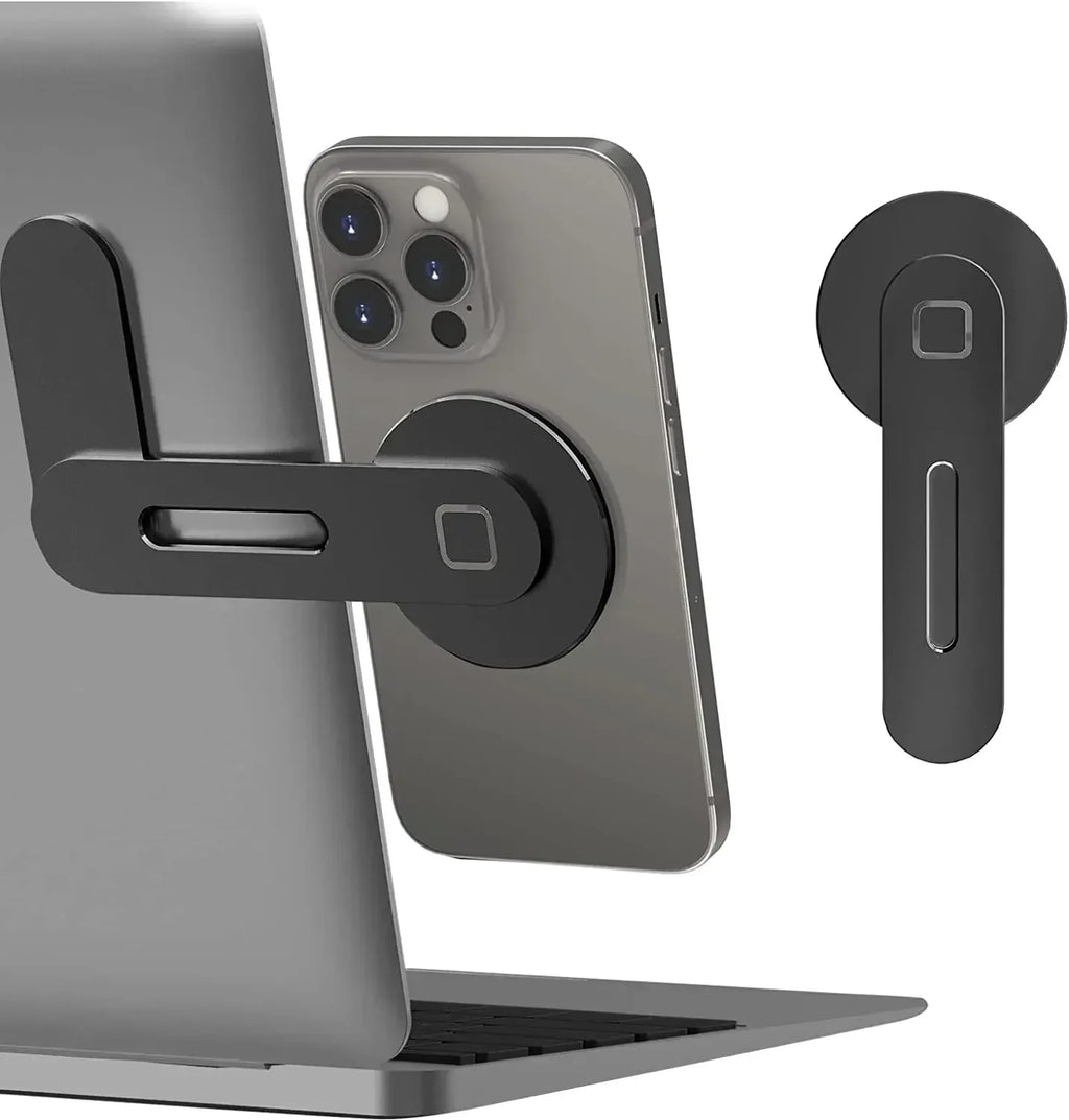 2026 Magnetic Laptop Phone Holder Computer Monitor Side Cell Phone Slim& Foldable For iPhone 14 13 12 Series Case and All Phone