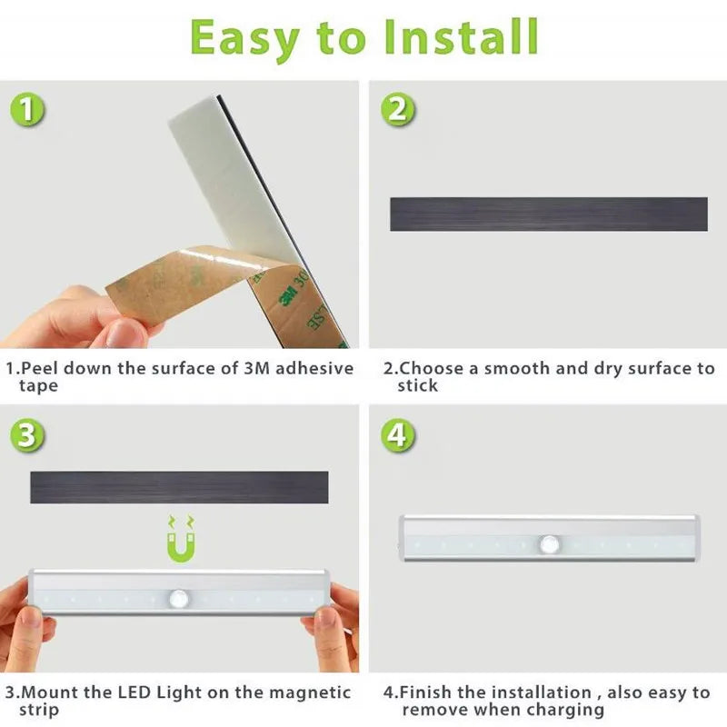Hot Motion Sensor Portable Night Light LED Cabinet Lights USB Charging/Dry Cell Induction Lamp For Bedroom Living Room Corridor.