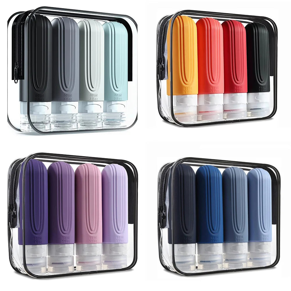 90ml/Set Silicone Travel Multicolour Cosmetic Bottles Empty Container Leakproof Refillable Bottle For Shampoo Conditioner Lotion