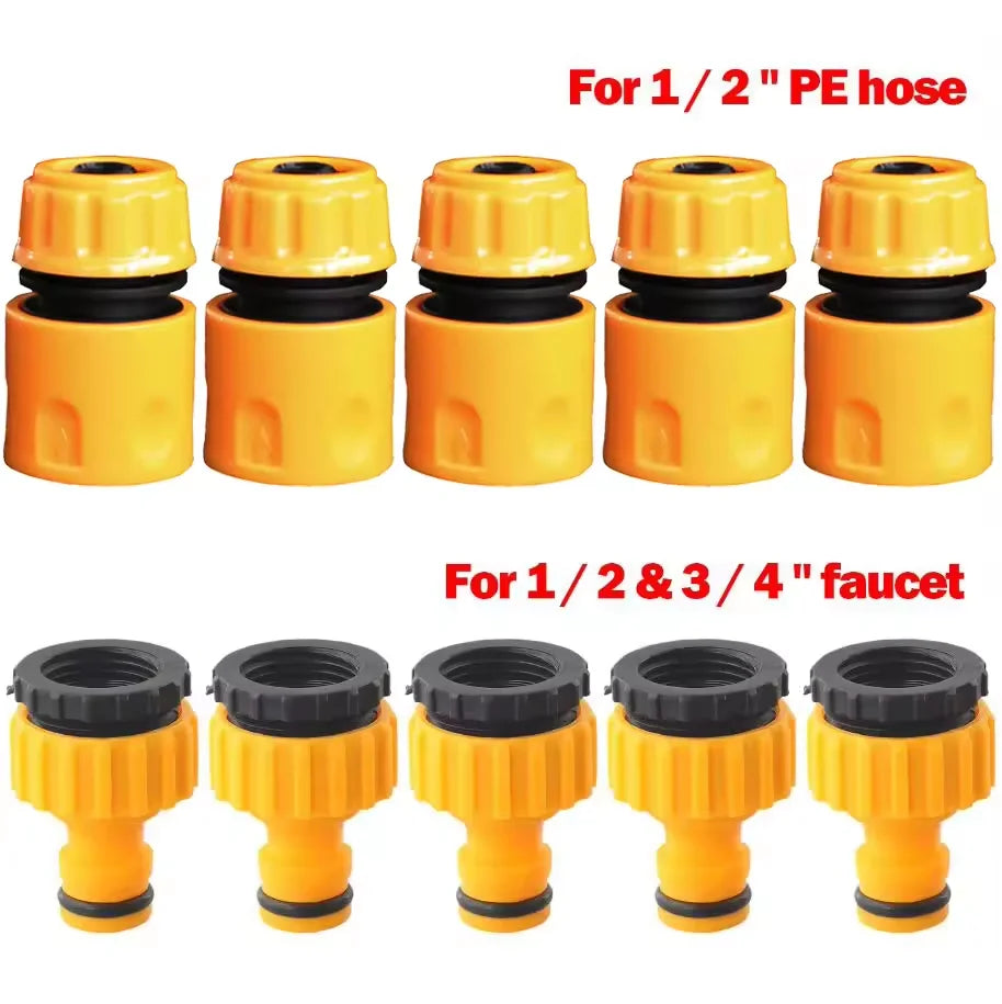 3/4 & 1/2 Inch Graden Hose Water Tap Threaded Connector Faucet Adapter 2pcs Hose Faucet Quick Connector For Garden Irrigation