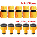 3/4 & 1/2 Inch Graden Hose Water Tap Threaded Connector Faucet Adapter 2pcs Hose Faucet Quick Connector For Garden Irrigation
