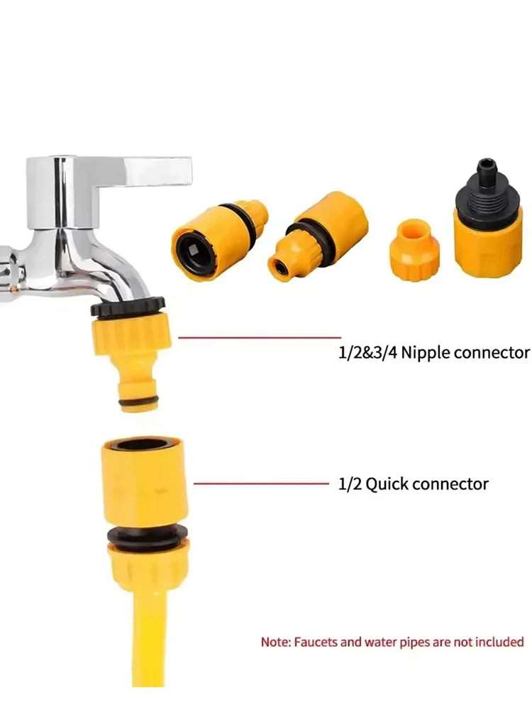 3/4 & 1/2 Inch Graden Hose Water Tap Threaded Connector Faucet Adapter 2pcs Hose Faucet Quick Connector For Garden Irrigation